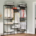 Acekool Metal Clothing Rack with 4 Adjustable Hanging Rods and 8 Shelves, Wardrobe Closet Organizer for Clothes, Shoes, and Accessories