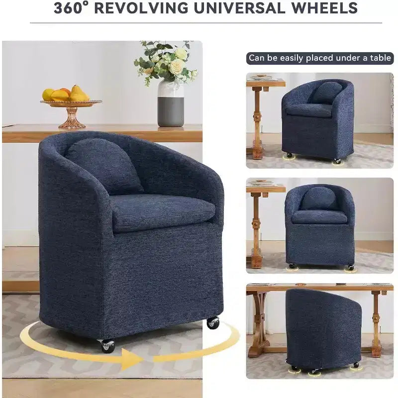 Swivel Accent Chair, 360 Round Barrel Armchair, Upholstered Chenille Arm Chairs with Pillow, Comfy Swivel Chair for Living Room, Bedroom