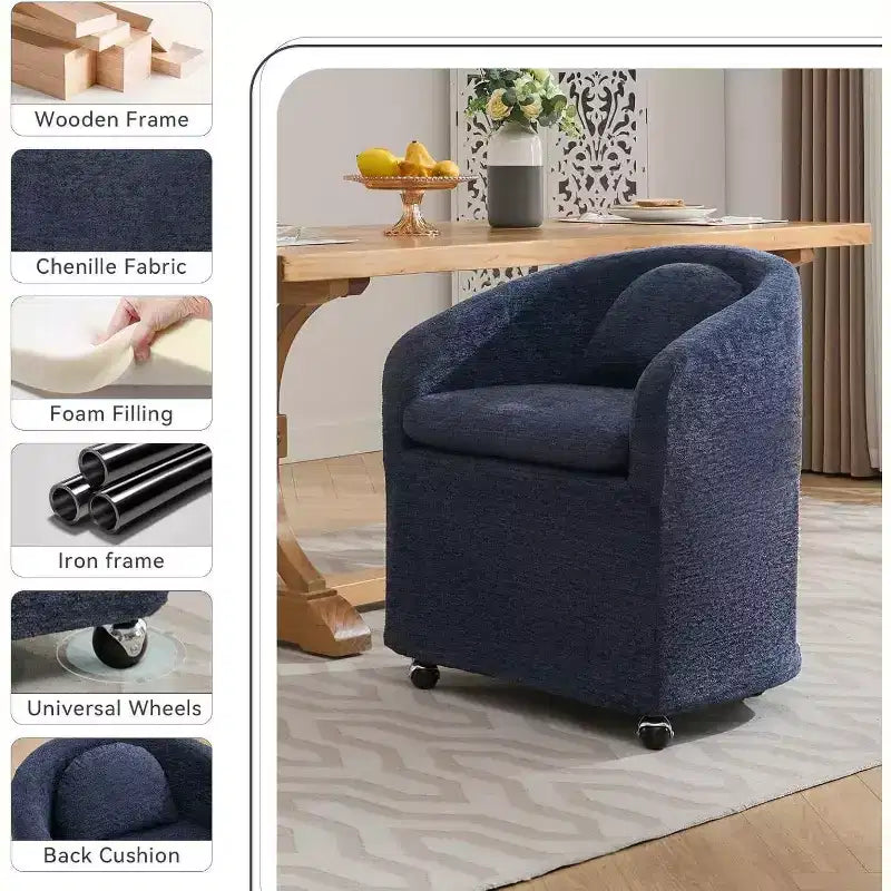 Swivel Accent Chair, 360 Round Barrel Armchair, Upholstered Chenille Arm Chairs with Pillow, Comfy Swivel Chair for Living Room, Bedroom