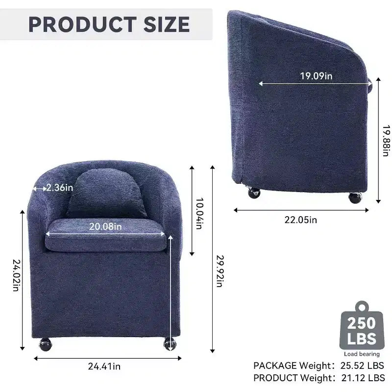 Swivel Accent Chair, 360 Round Barrel Armchair, Upholstered Chenille Arm Chairs with Pillow, Comfy Swivel Chair for Living Room, Bedroom