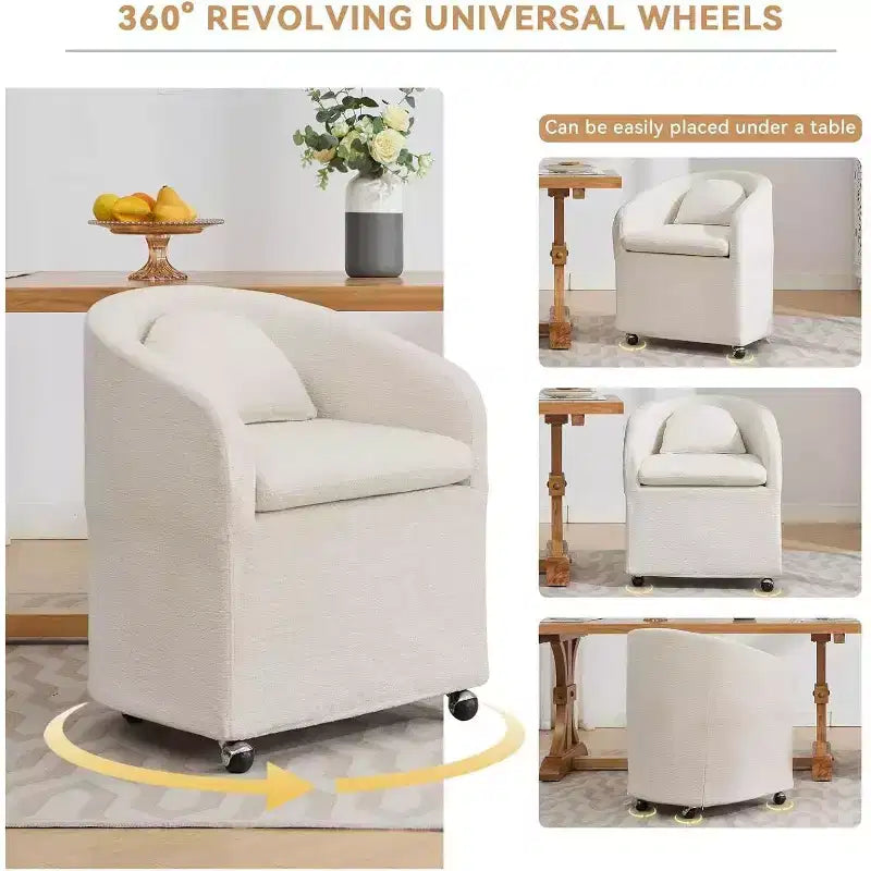Swivel Accent Chair, 360 Round Barrel Armchair, Upholstered Chenille Arm Chairs with Pillow, Comfy Swivel Chair for Living Room, Bedroom