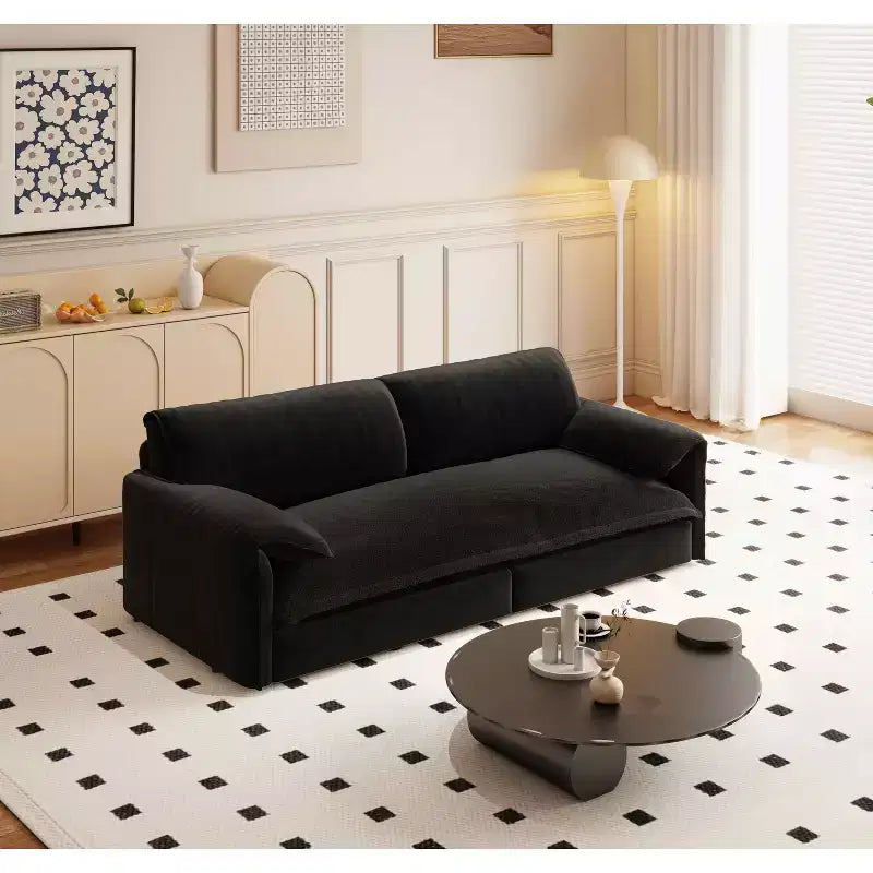 66 Queen Pull Out Sofa Bed 3-in-1 Convertible Sleeper Sofa with Side Storage foe Living Room Black