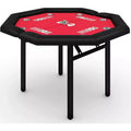 48 Octagon Poker Table, 8-Player Folding Game Table with Cup Holders, Padded Armrests, Red Top