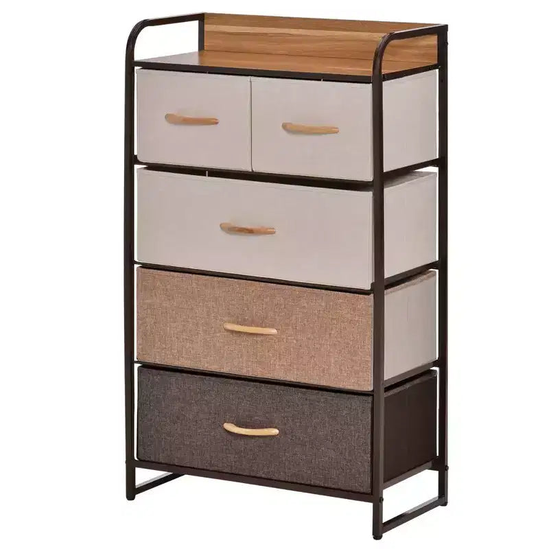 5-Drawer Fabric Dresser Tower, 4-Tier Storage Organizer with Steel Frame for Hallway, Bedroom, and Closet