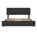King Size Grey Upholstered Platform Bed Frame C 4 Storage Drawers, Adjustable Tufted Headboard, Wooden Slat Support, No Box Spring Needed