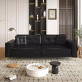 MAYEERTY 92.1 King Size Pull Out Sofa Bed,3-in-1 Faux Leather Convertible Sleeper Sofa with Ultra Wide Armrests 2 Pillows Black