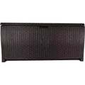 COZONY 99 Gallon Wicker Outdoor Deck Box, Horizontal Water Resistant Storage with Hinged Lid for Patio Deck Yard Garage