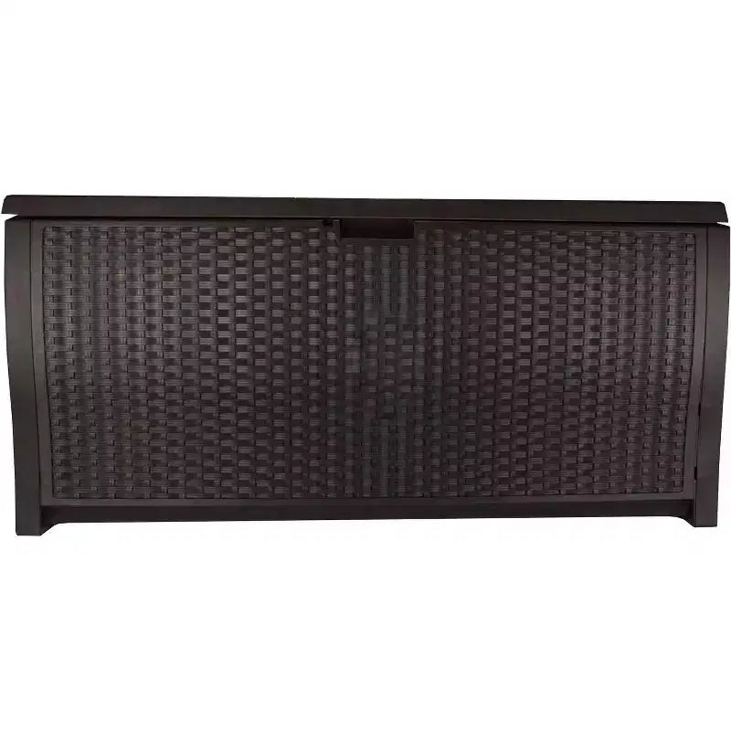 COZONY 99 Gallon Wicker Outdoor Deck Box, Horizontal Water Resistant Storage with Hinged Lid for Patio Deck Yard Garage