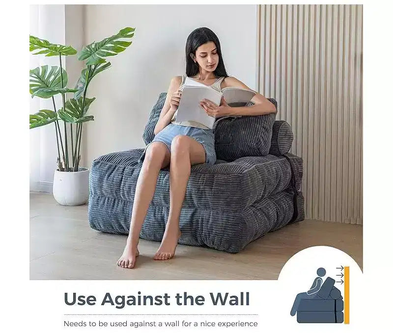 Folding Sofa Bed Convertible Chair Bed with Pillows & Backrest, Portable Floor Mattress Single Sleeper for Living Room Bedroom Guest