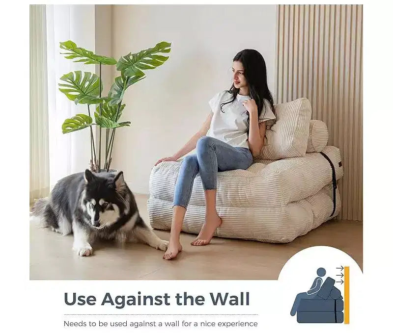 Folding Sofa Bed Convertible Chair Bed with Pillows & Backrest, Portable Floor Mattress Single Sleeper for Living Room Bedroom Guest