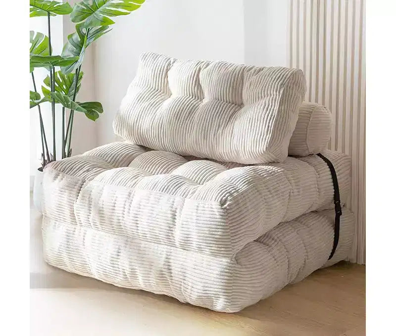 Folding Sofa Bed Convertible Chair Bed with Pillows & Backrest, Portable Floor Mattress Single Sleeper for Living Room Bedroom Guest