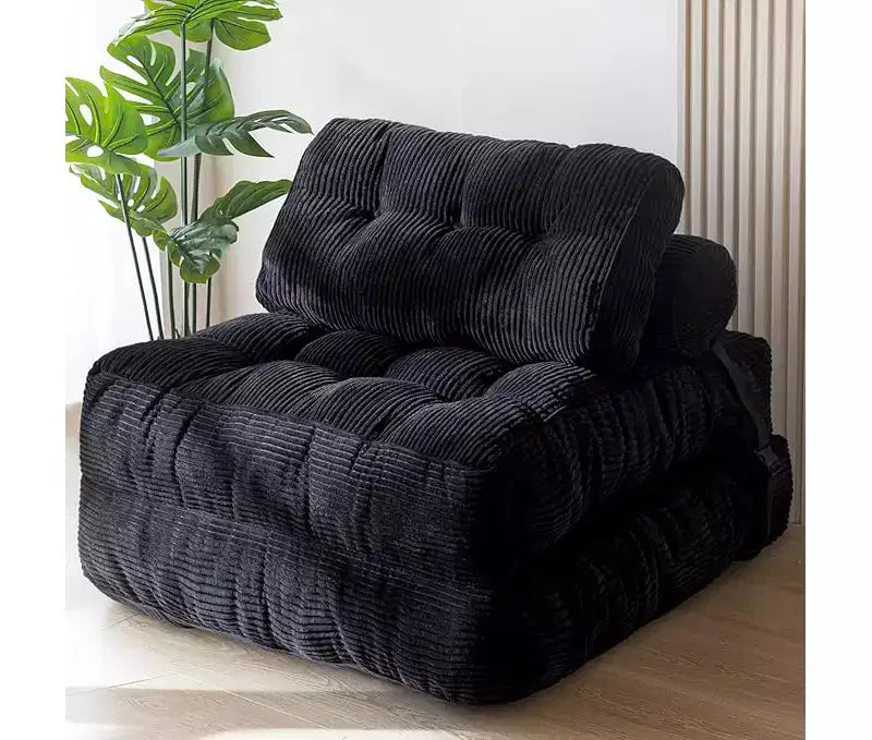 Fauteuil Lit Pliant Convertible avec Oreillers et Dossier, Matelas de Sol Portable pour une Personne pour Salon Chambre d'amis