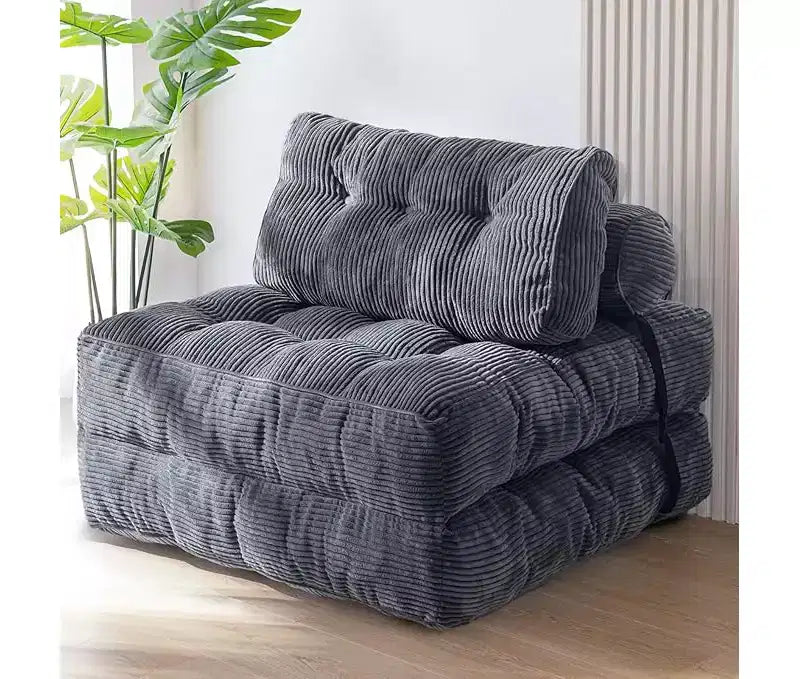 Fauteuil Lit Pliant Convertible avec Oreillers et Dossier, Matelas de Sol Portable pour une Personne pour Salon Chambre d'amis