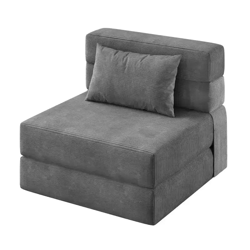 Fauteuil Lit Pliant Convertible avec Oreillers et Dossier, Matelas de Sol Portable pour une Personne pour Salon Chambre d'amis