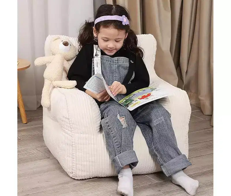 Kids Corduroy Bean Bag Chair 23x23x21 Inch 280GSM Polyester Plush Sponge Filling Floor Sofa for Boys Girls Reading Nook