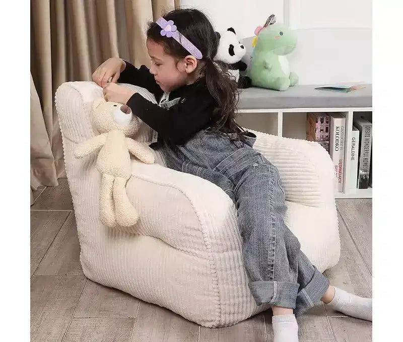 Kids Corduroy Bean Bag Chair 23x23x21 Inch 280GSM Polyester Plush Sponge Filling Floor Sofa for Boys Girls Reading Nook