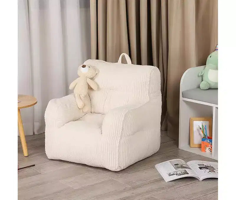 Kids Corduroy Bean Bag Chair 23x23x21 Inch 280GSM Polyester Plush Sponge Filling Floor Sofa for Boys Girls Reading Nook