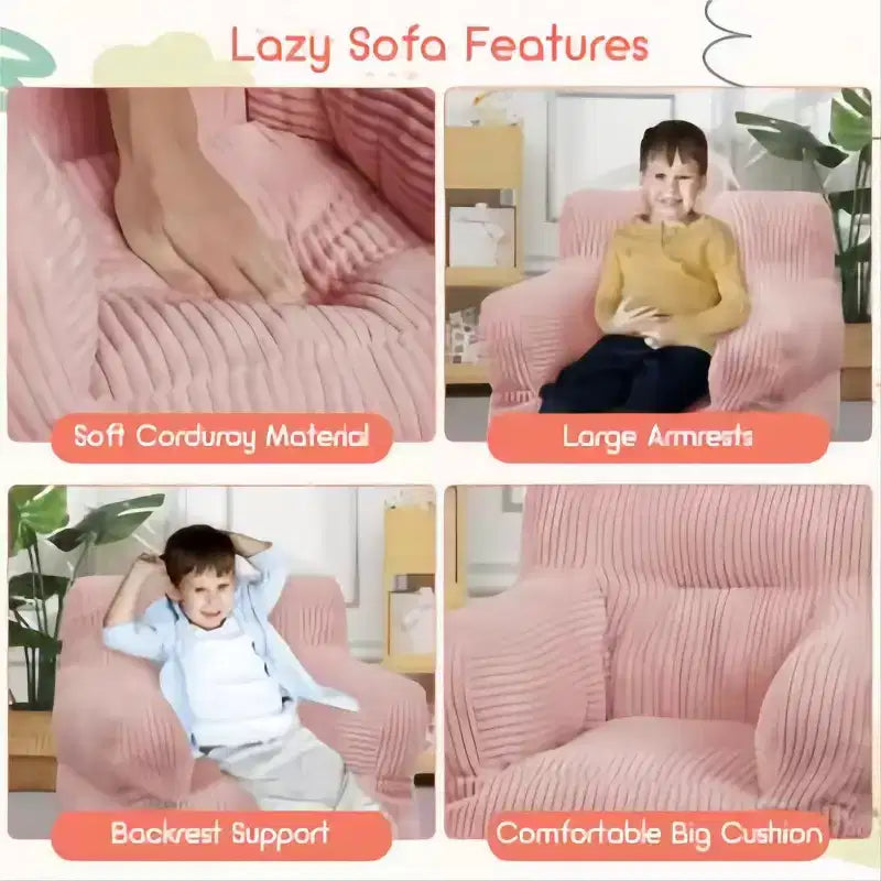 Kids Corduroy Bean Bag Chair 23x23x21 Inch 280GSM Polyester Plush Sponge Filling Floor Sofa for Boys Girls Reading Nook