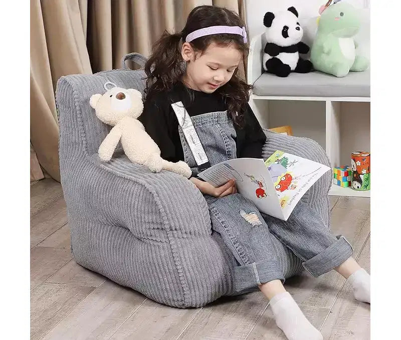Kids Corduroy Bean Bag Chair 23x23x21 Inch 280GSM Polyester Plush Sponge Filling Floor Sofa for Boys Girls Reading Nook
