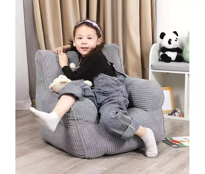 Kids Corduroy Bean Bag Chair 23x23x21 Inch 280GSM Polyester Plush Sponge Filling Floor Sofa for Boys Girls Reading Nook