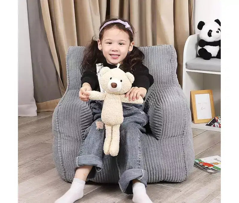 Kids Corduroy Bean Bag Chair 23x23x21 Inch 280GSM Polyester Plush Sponge Filling Floor Sofa for Boys Girls Reading Nook