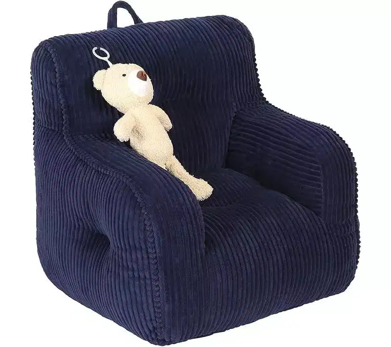 Kids Corduroy Bean Bag Chair 23x23x21 Inch 280GSM Polyester Plush Sponge Filling Floor Sofa for Boys Girls Reading Nook