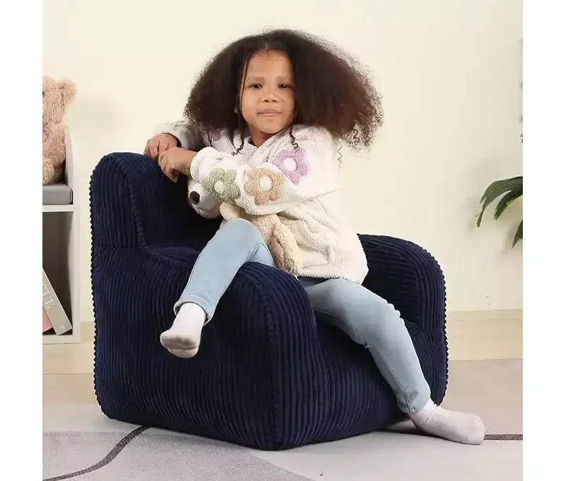 Kids Corduroy Bean Bag Chair 23x23x21 Inch 280GSM Polyester Plush Sponge Filling Floor Sofa for Boys Girls Reading Nook