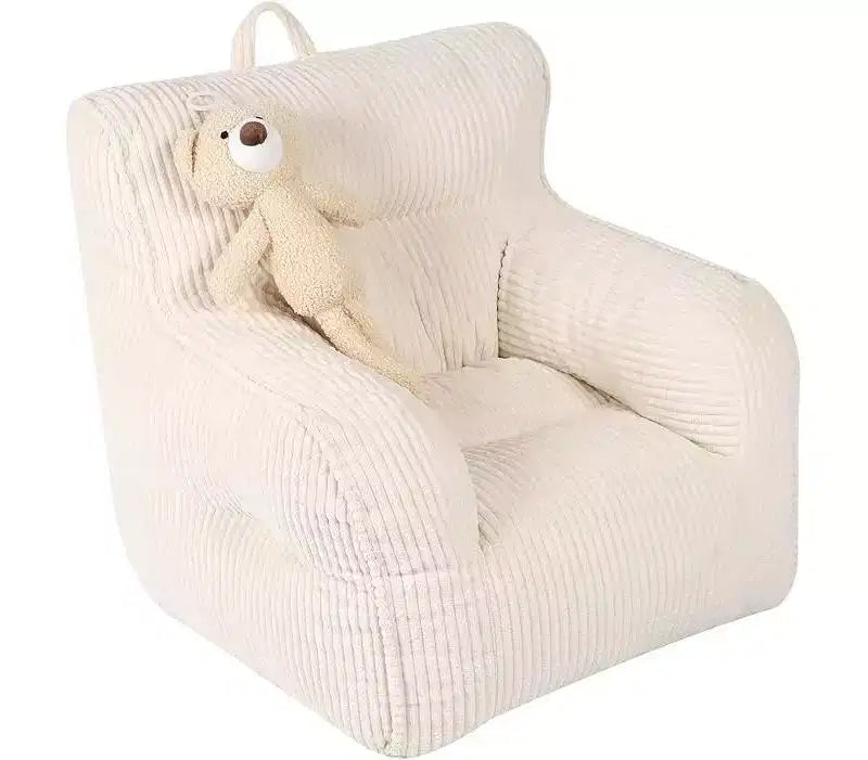 Pouf Enfant Velours Côtelé 23x23x21 Pouces Rembourrage Éponge Peluche Polyester 280GSM Canapé de Sol pour Coin Lecture Garçons Filles