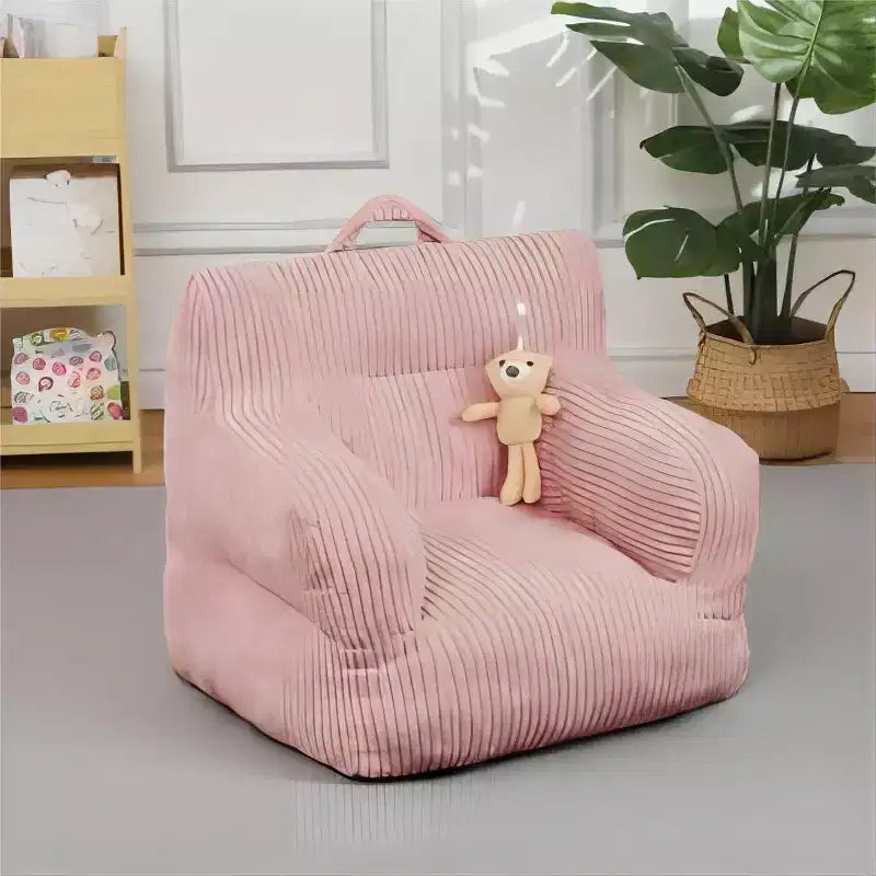 Pouf Enfant Velours Côtelé 23x23x21 Pouces Rembourrage Éponge Peluche Polyester 280GSM Canapé de Sol pour Coin Lecture Garçons Filles