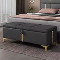 TUYOHW 47.2 End of Bed Ottoman Bench,Luxury Black&Gold PU Storage Ottoman with Metal Legs,Accent Bench Bed Bench,250lbs Capacity