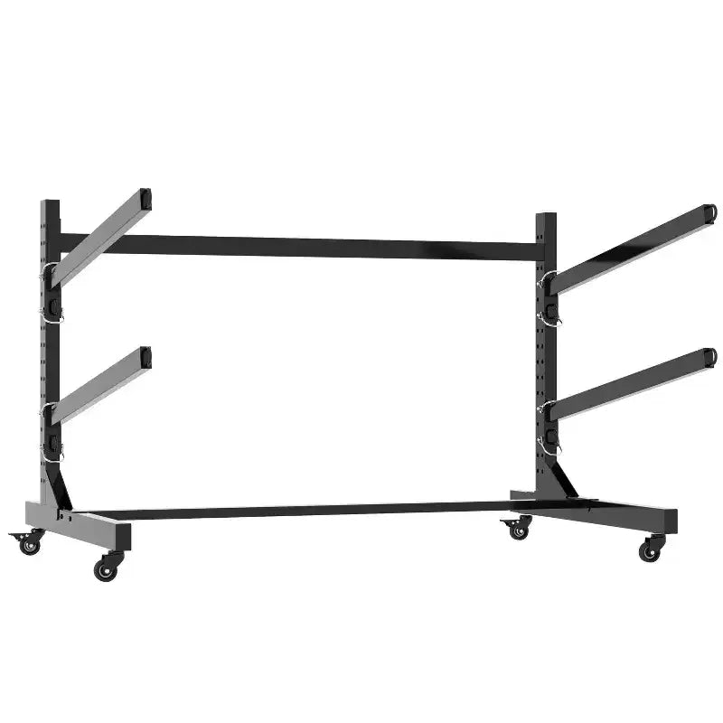 27H Freestanding Kayak Storage Rack, Heavy-Duty Adjustable Stand with Lockable Wheels, Holds 2 Kayaks/Canoe/SUP/Surfboard (Black)
