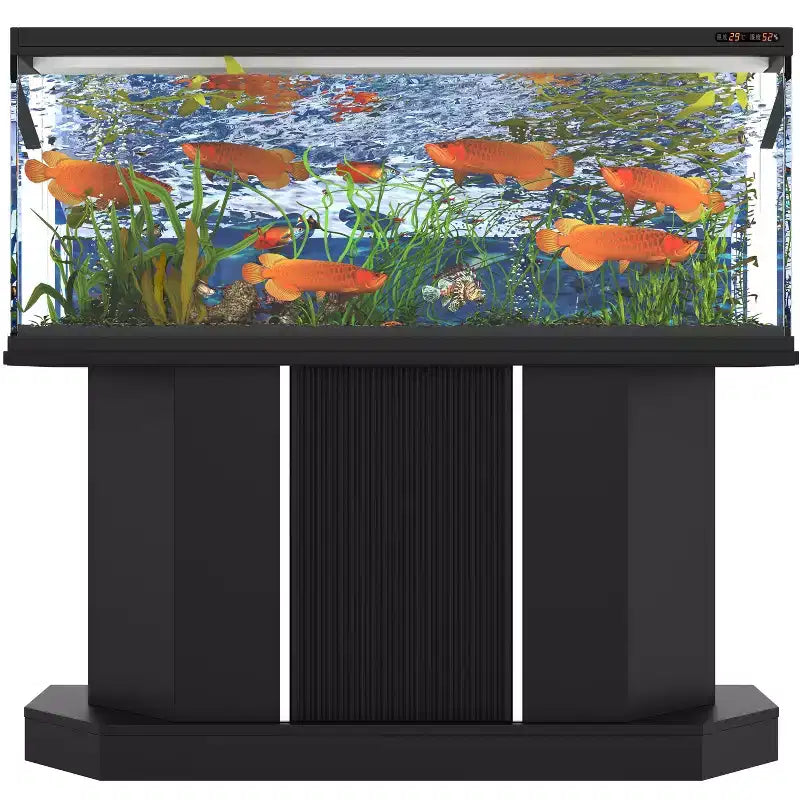 55-75 Gallon Fish Tank Stand, Heavy Duty 880LBS Capacity with 4 AC 2 USB Ports & Cabinet Storage, Black Aquarium Stand