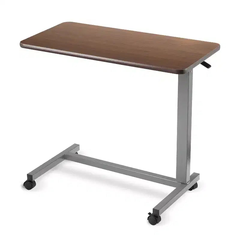 Invacare Adjustable Overbed Table with Wheels and L-Shaped Base