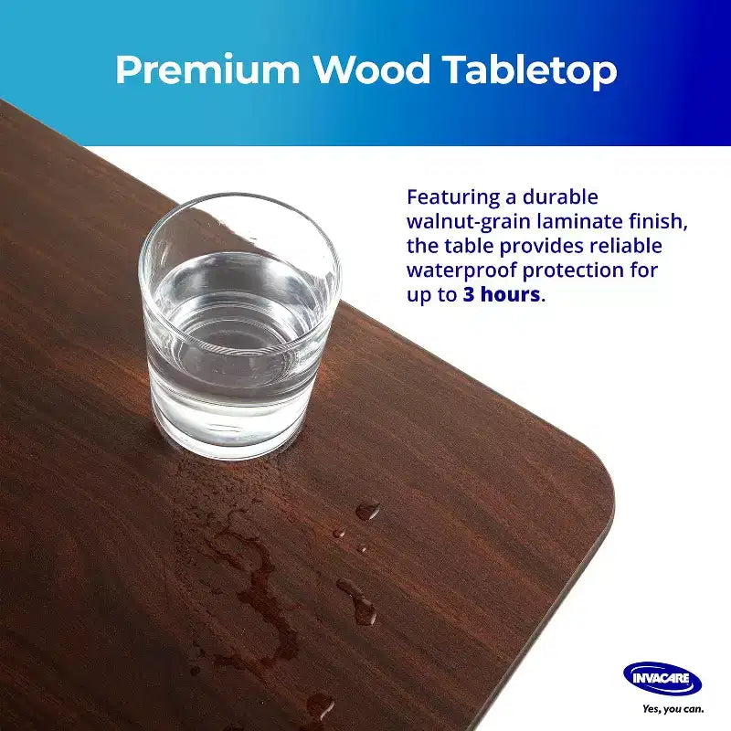 Adjustable Overbed Table with Wheels and L-Shaped Base
