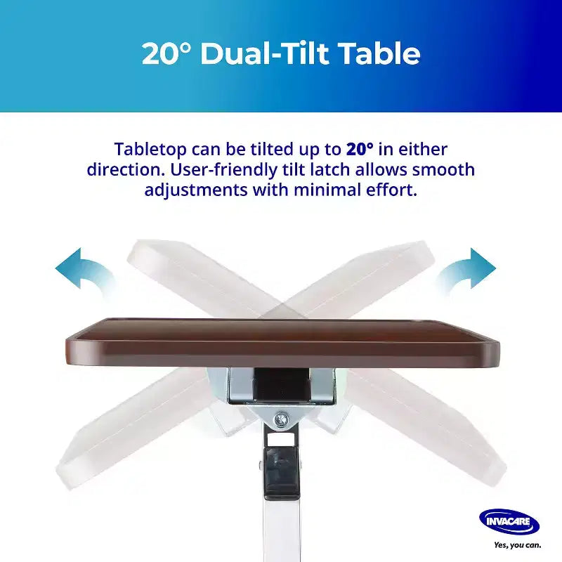 Adjustable Overbed Table with Wheels and L-Shaped Base